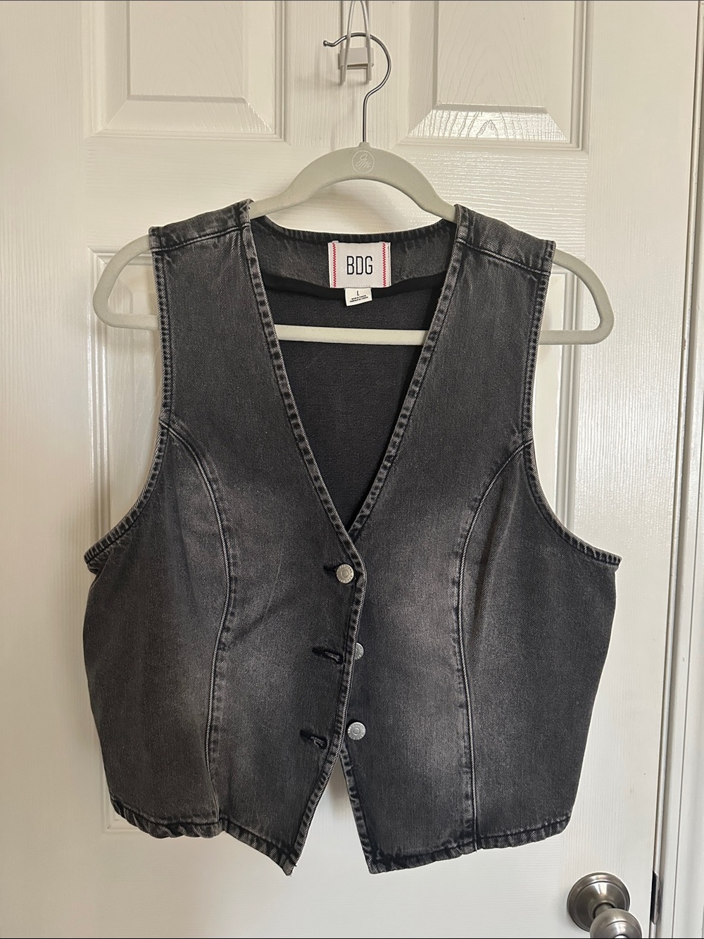 BDG Charcoal Washed Denim Vest